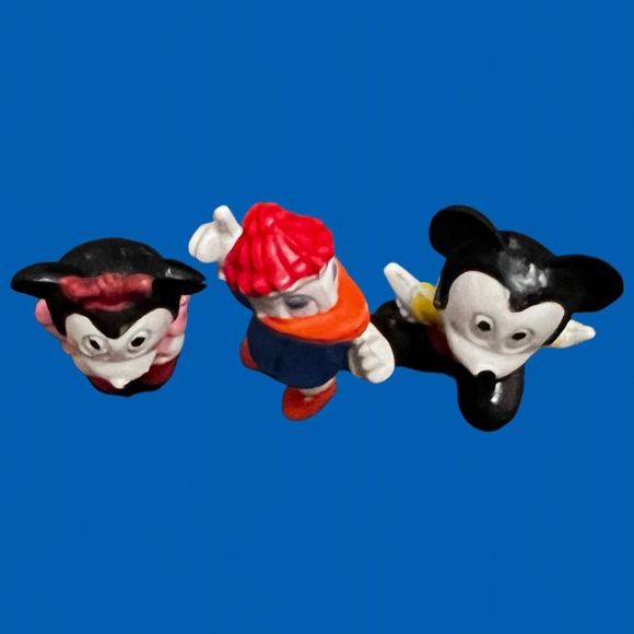 3 Vintage 1966 Donald Duck Mickey & Minnie Mouse Hard Rubber Figures 1.5” - Picture 3 of 4